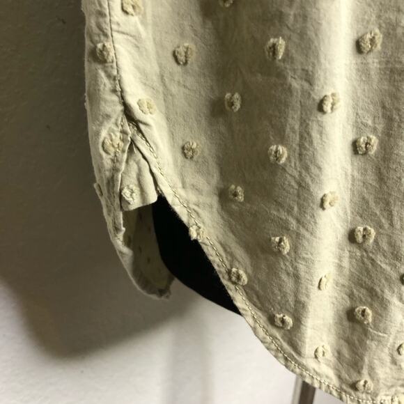 Zara sage green khaki tan swiss dot button down top size Medium cottagecore - Picture 5 of 16